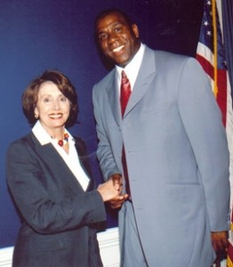 Magic Johnson with Congresswoman Nancy Pelosi